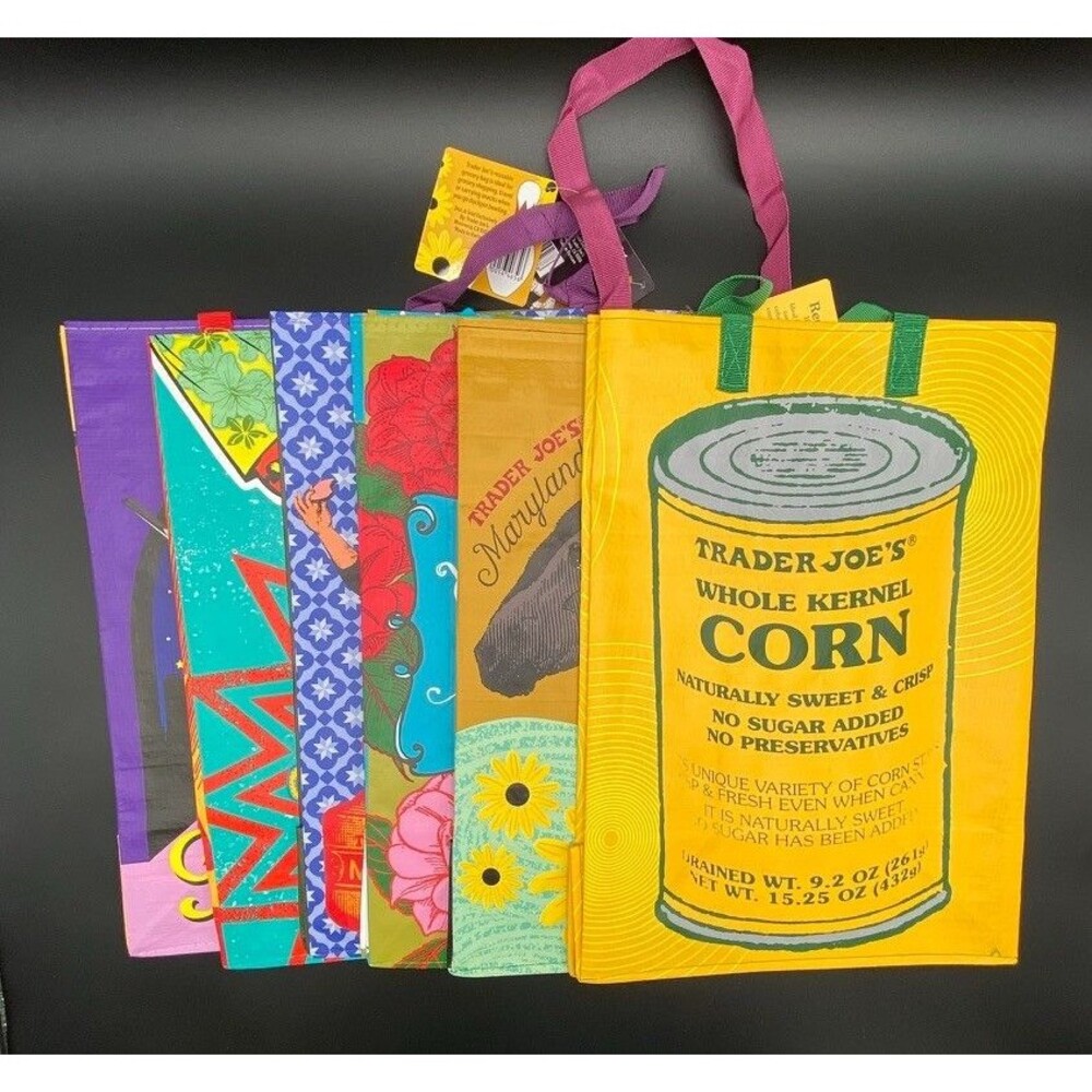 Trader Joe's State Reusable Bags Lot of 6 NWT Tennessee NM VA AL MD Corn